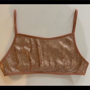 NWT Chan Luu Sequin Bra / Cafe Creme-Champagne